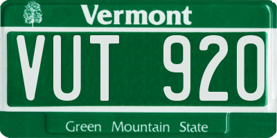 VT license plate VUT920