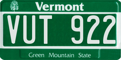 VT license plate VUT922