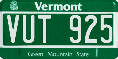 VT license plate VUT925