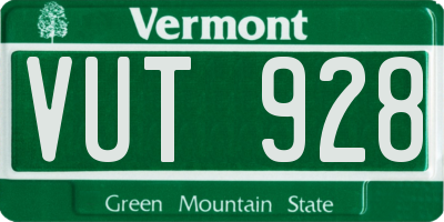 VT license plate VUT928