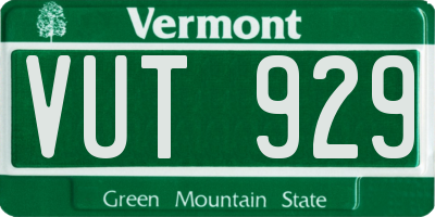 VT license plate VUT929