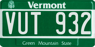 VT license plate VUT932
