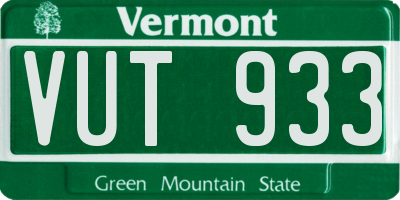 VT license plate VUT933