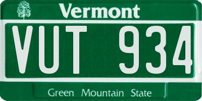 VT license plate VUT934