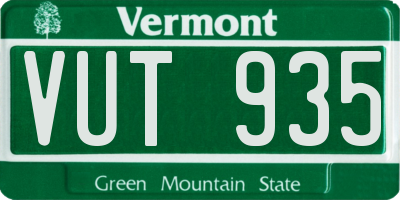 VT license plate VUT935