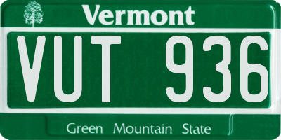VT license plate VUT936