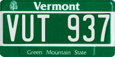 VT license plate VUT937
