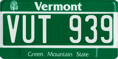 VT license plate VUT939