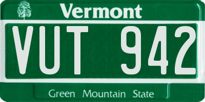 VT license plate VUT942