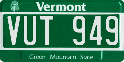 VT license plate VUT949