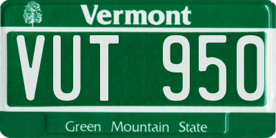 VT license plate VUT950