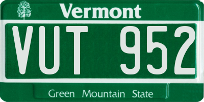 VT license plate VUT952