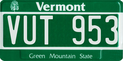 VT license plate VUT953