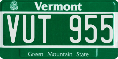 VT license plate VUT955