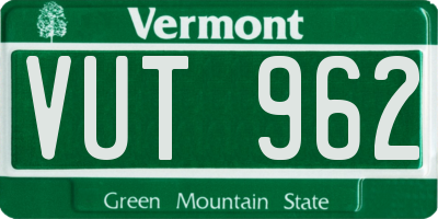 VT license plate VUT962