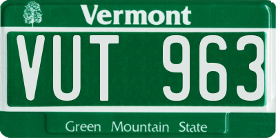 VT license plate VUT963