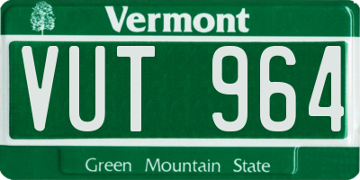 VT license plate VUT964