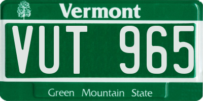 VT license plate VUT965