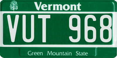 VT license plate VUT968
