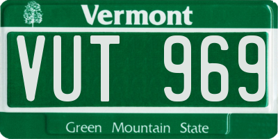 VT license plate VUT969