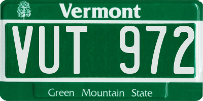 VT license plate VUT972