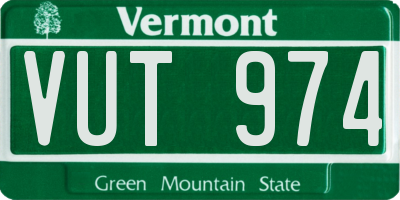 VT license plate VUT974