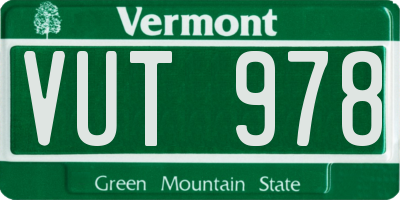 VT license plate VUT978