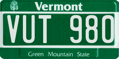 VT license plate VUT980