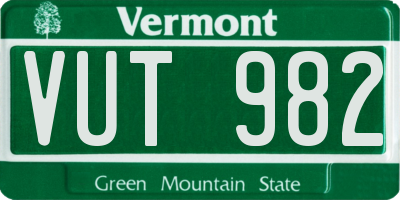 VT license plate VUT982
