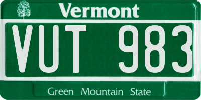 VT license plate VUT983