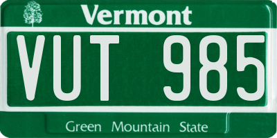 VT license plate VUT985