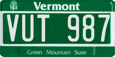 VT license plate VUT987