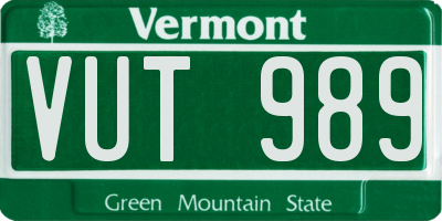 VT license plate VUT989