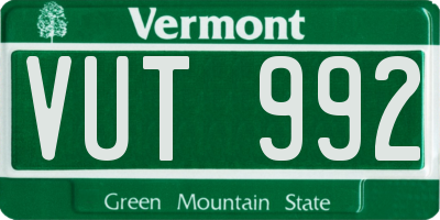 VT license plate VUT992