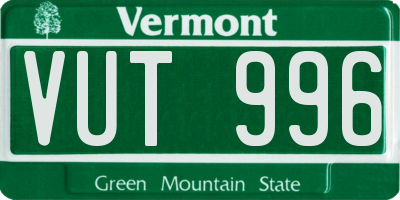 VT license plate VUT996
