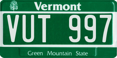 VT license plate VUT997