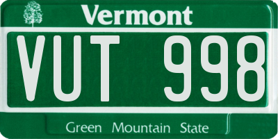 VT license plate VUT998