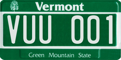 VT license plate VUU001