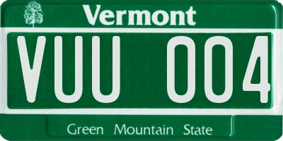 VT license plate VUU004