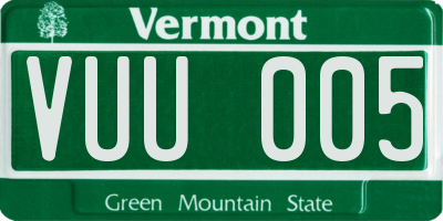 VT license plate VUU005