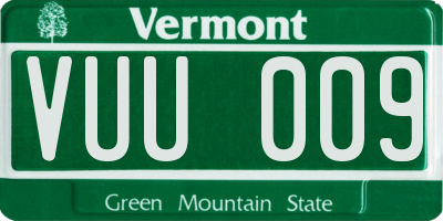 VT license plate VUU009