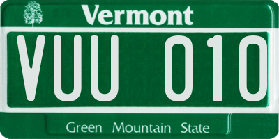 VT license plate VUU010