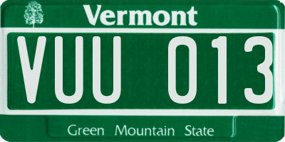 VT license plate VUU013
