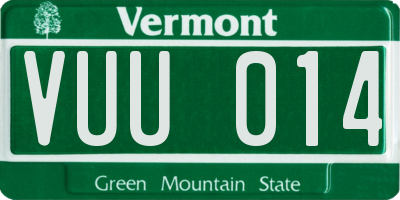 VT license plate VUU014