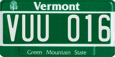 VT license plate VUU016