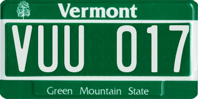 VT license plate VUU017
