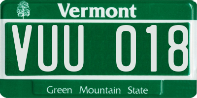 VT license plate VUU018