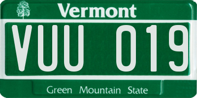 VT license plate VUU019
