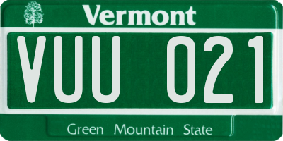 VT license plate VUU021