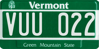 VT license plate VUU022